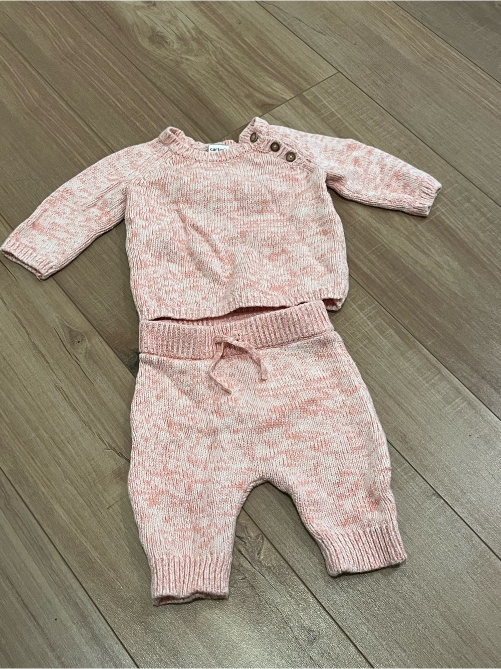 Carter’s Pink Marble Knit Sweater Matching Set 3-6 months